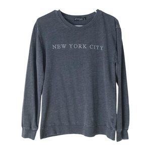 New York City NYC Long Sleeve Sweater Top in Vintage Gray